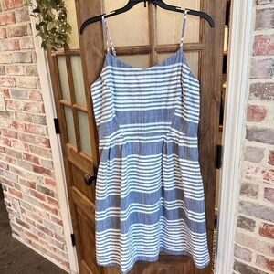 Old Navy The Striped CA Dress Womens Large Blue White Cotton Smocked Sundress